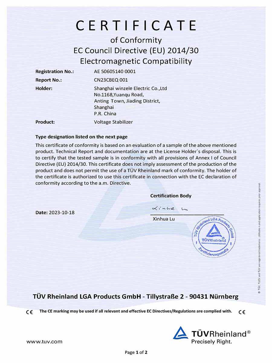 TUV CE For Voltage Stabilizer