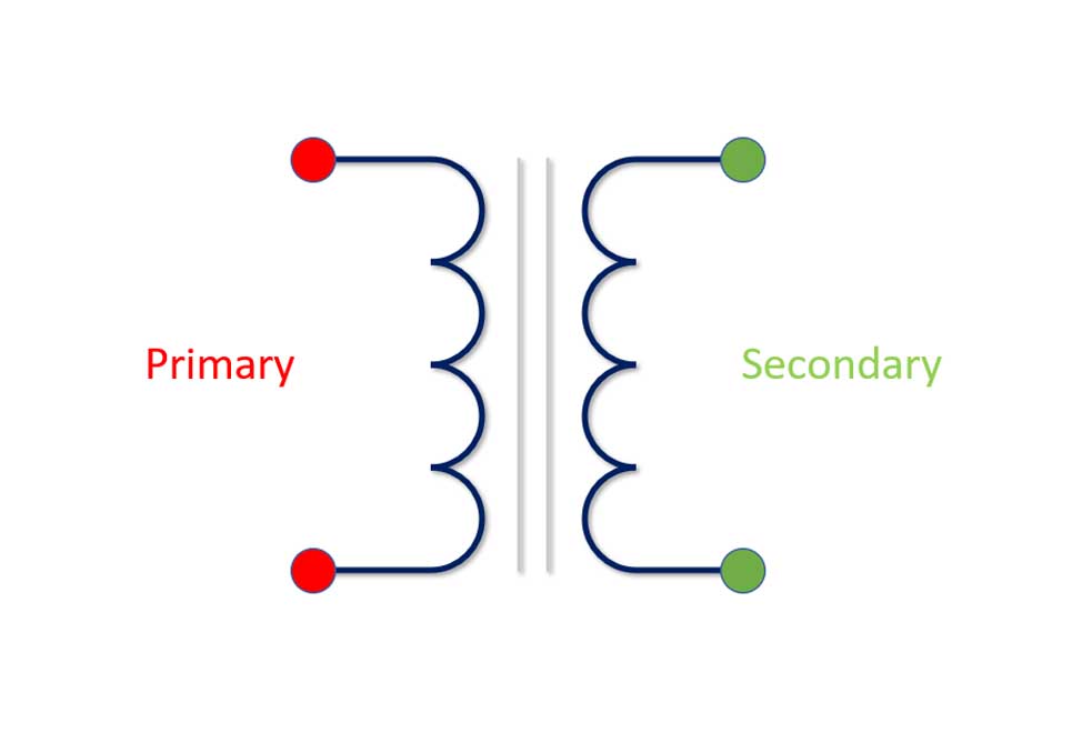 Primary and secondary electrical isolation transformer diagram