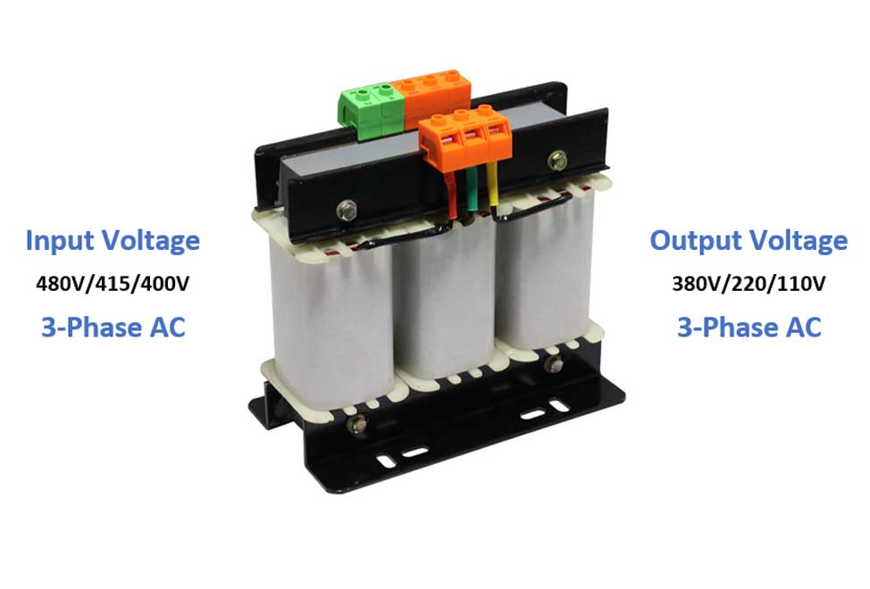 Step-up and step-down transformer voltage conversion diagram