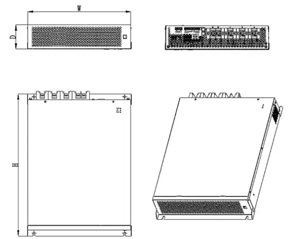 Wall-mounted active harmonic filter mechanical dimensions and installation drawing