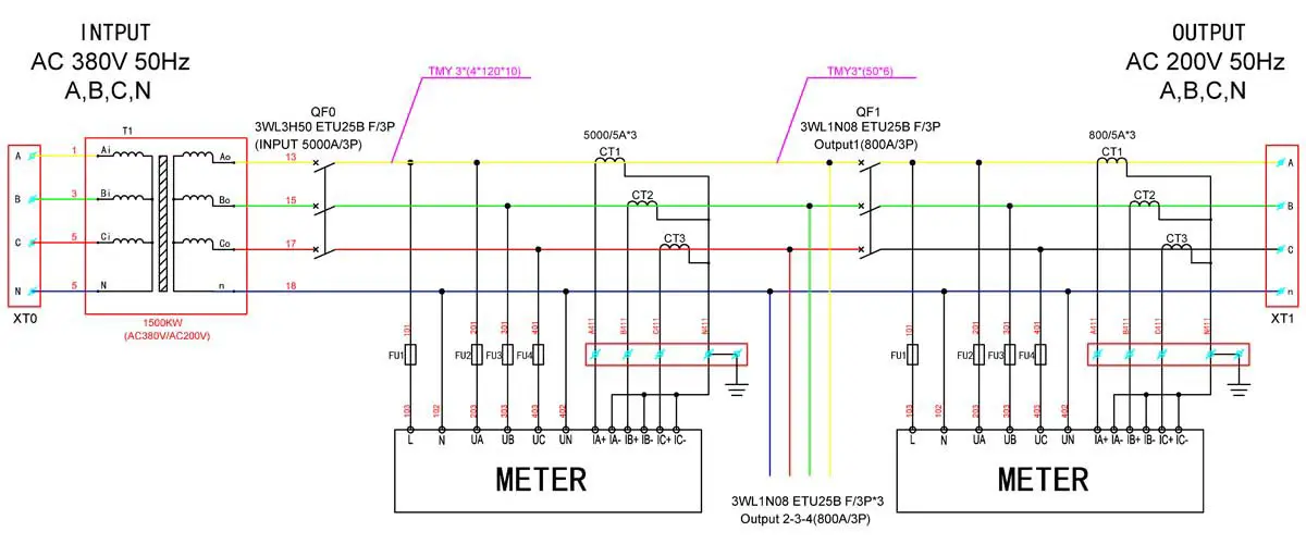 380V to 200V transformer system configuration diagram for semiconductor equipment power conversion