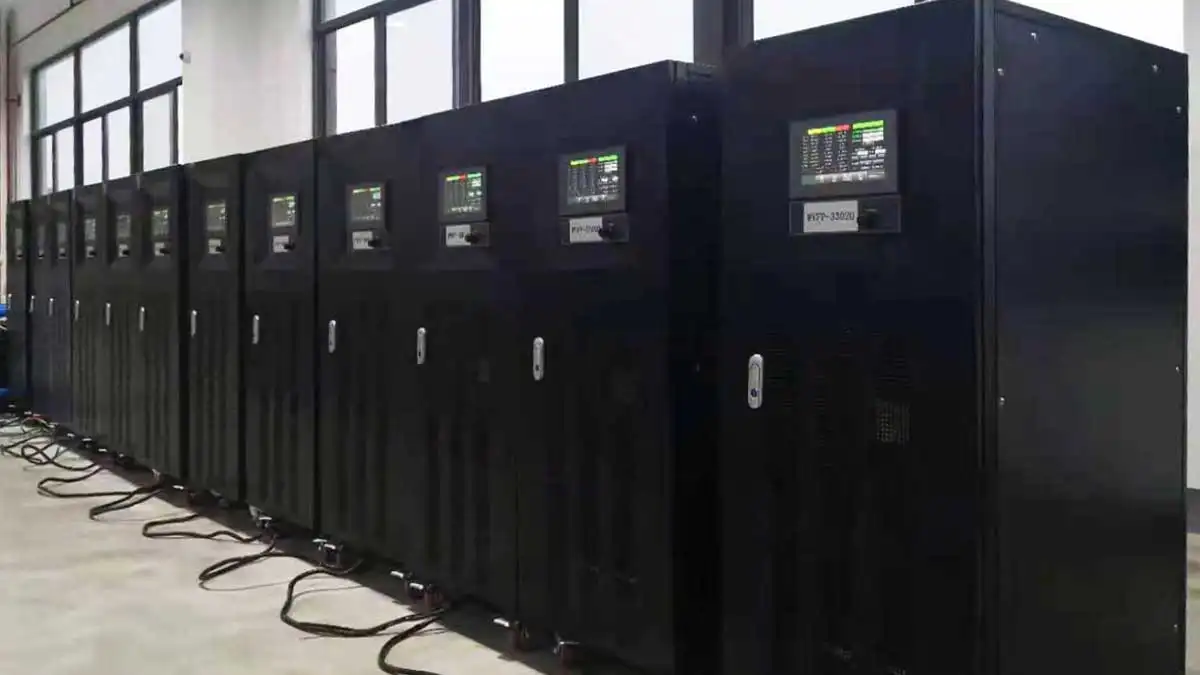 WVFP-33020 units with illuminated control panels during power-on aging testing at the factory.