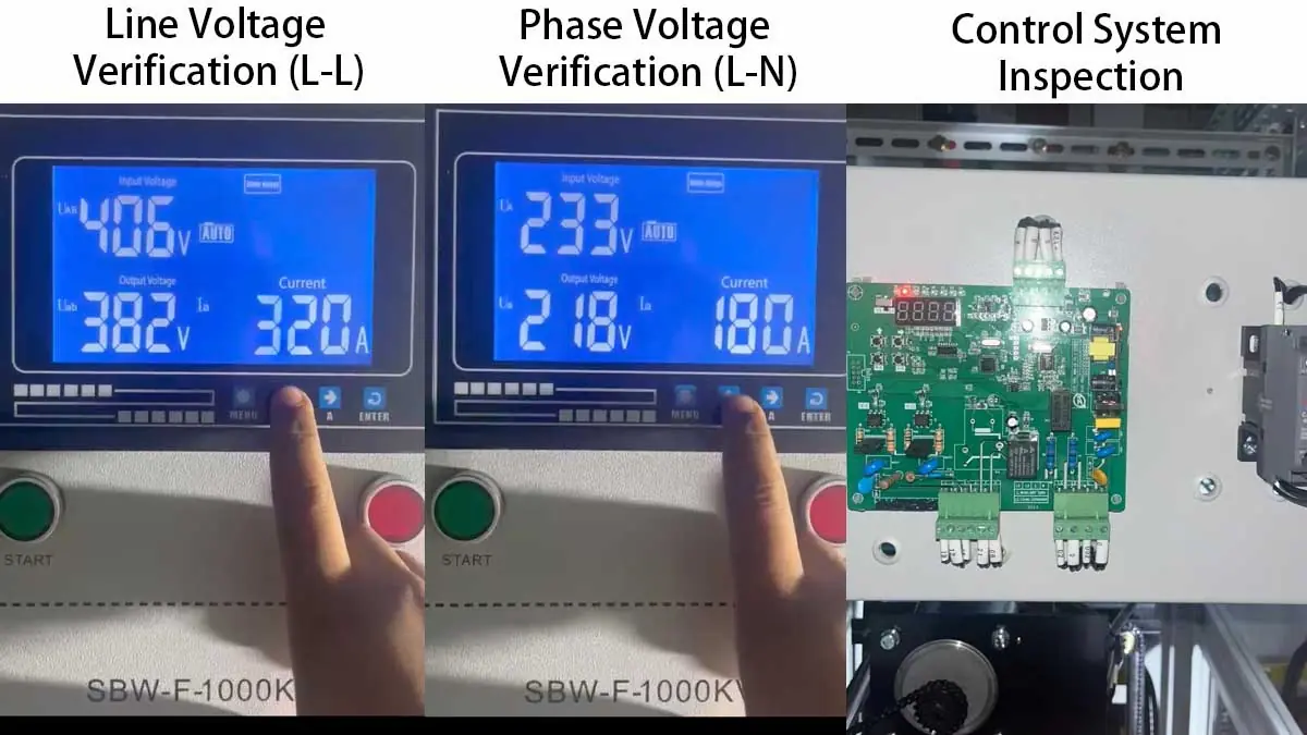 Voltage output verification and control system inspection during commissioning