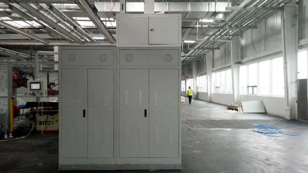 Rear view of the 1200KVA voltage stabilizer cabinet installation