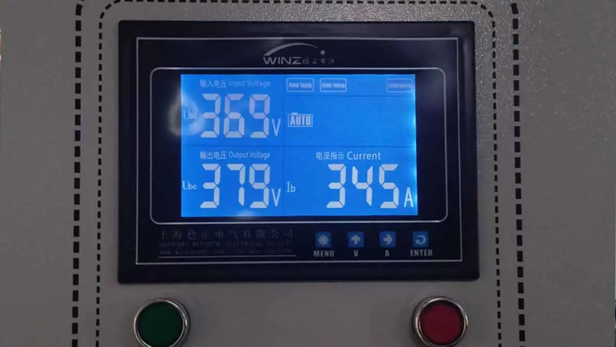 LCD display showing actual operating data