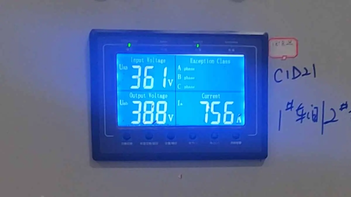 Static voltage stabilizer operating display at project site