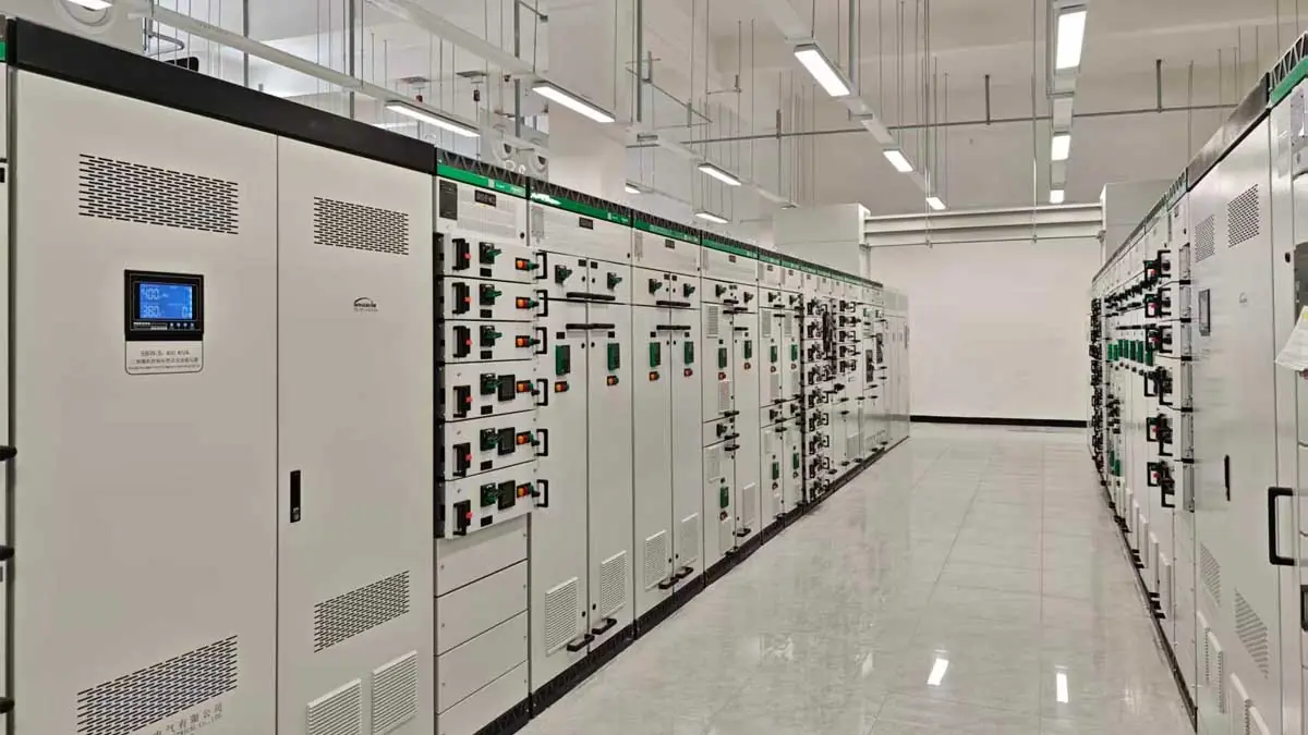 Eight 800KVA industrial voltage stabilizer units installed in factory low voltage distribution room