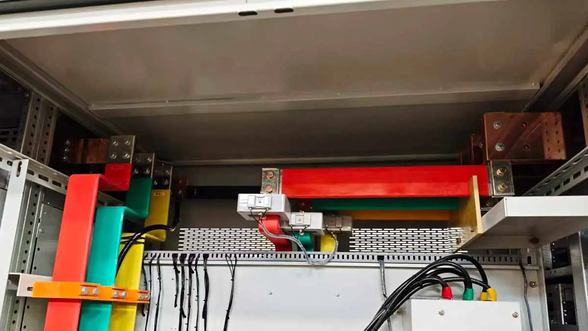 Rear busbar connection of 800KVA voltage stabilizer cabinet for Schneider BlokSeT LV switchgear integration