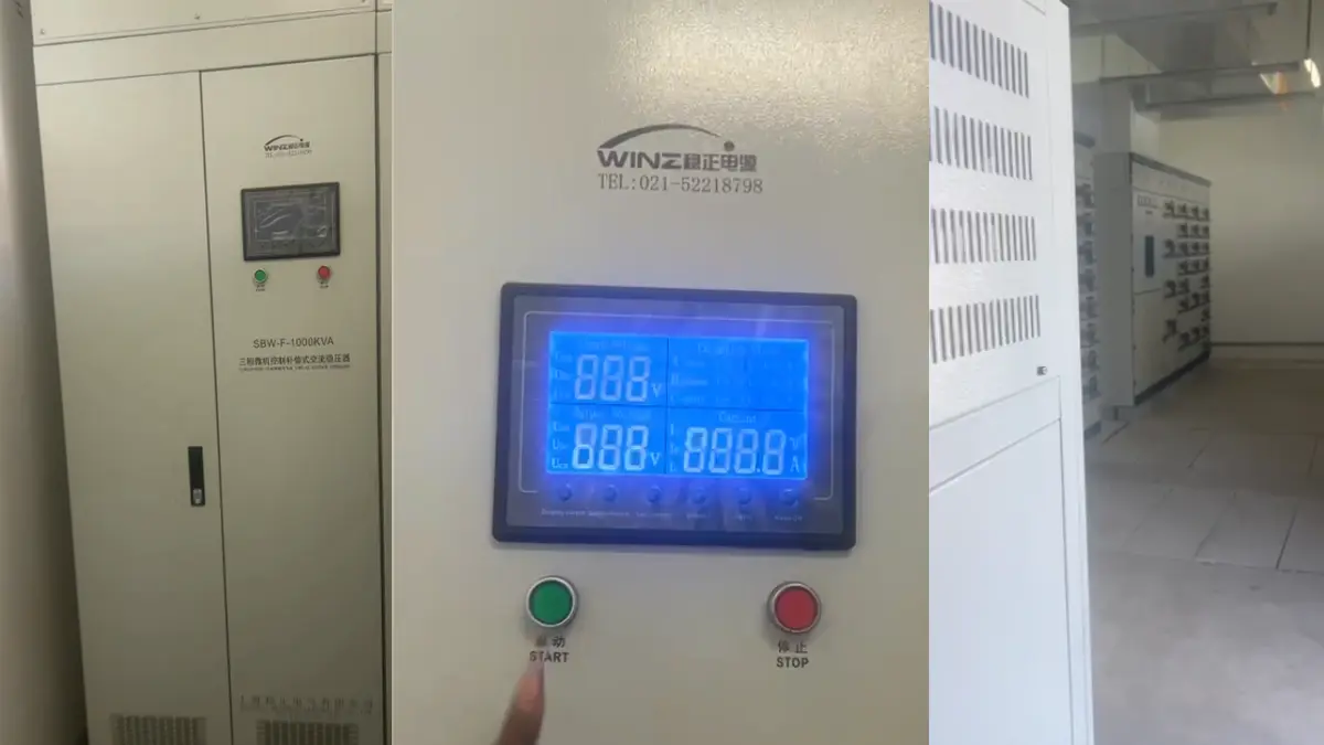 SBW-F 1000 kVA voltage stabilizer and control panel during the field investigation at Diamond Regional Hospital