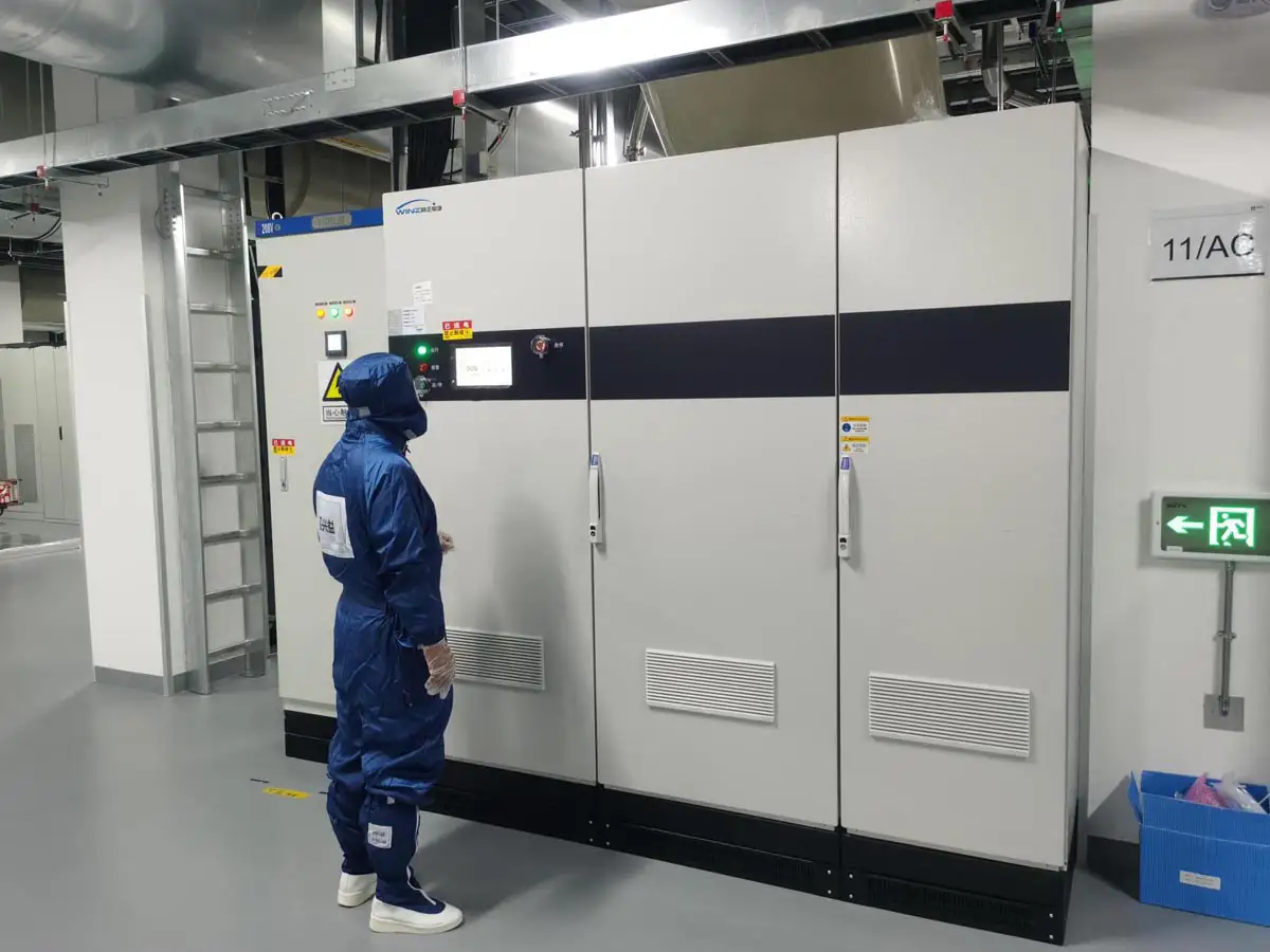 Wenzheng Electric 300 kVA dynamic voltage restorer installed at Ningxia Zhongjing Semiconductor's 200 V production facility