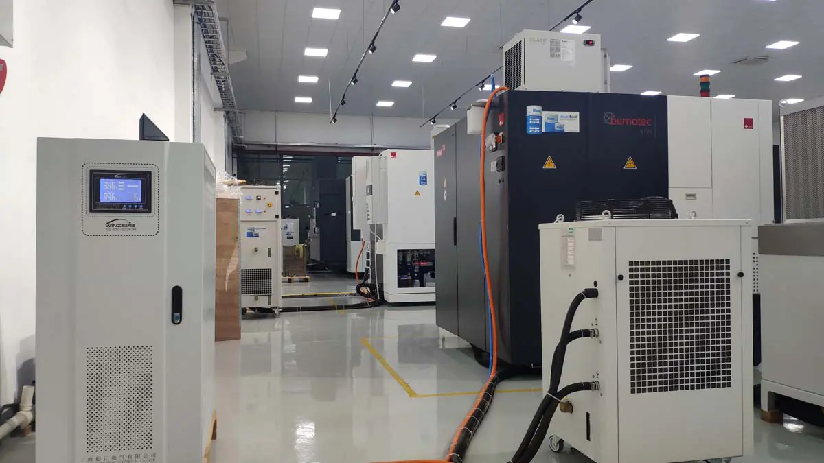 BUMOTEC S181 mill-turn machining center with industrial voltage stabilizer installation