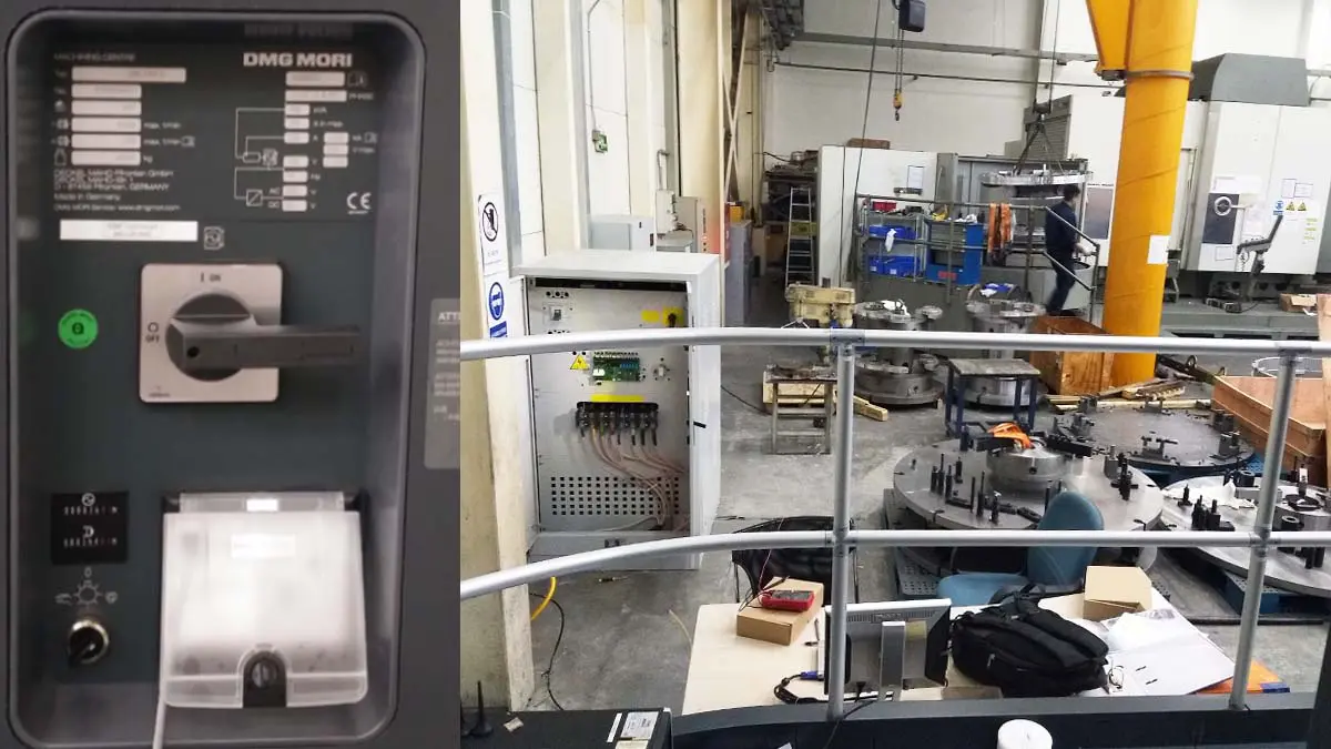 DMG MORI DMC 210 FD machining center with industrial voltage stabilizer installation
