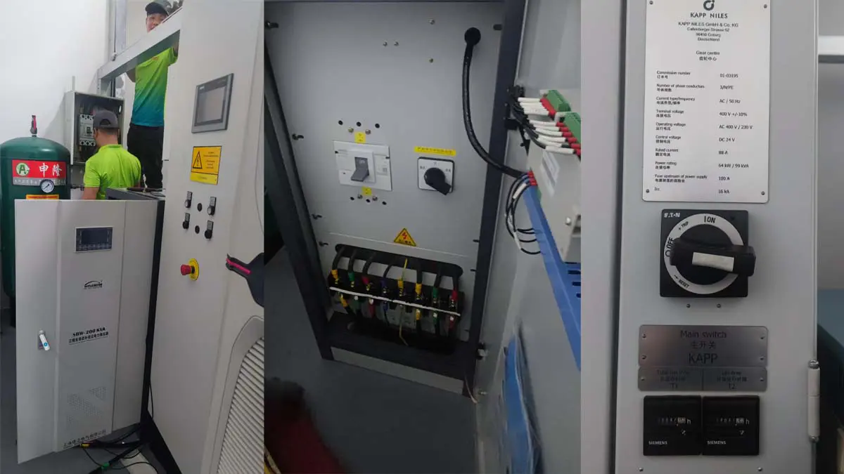 KAPP NILES precision gear grinding center with industrial voltage stabilizer installation