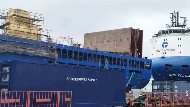 Marine shore power frequency conversion system