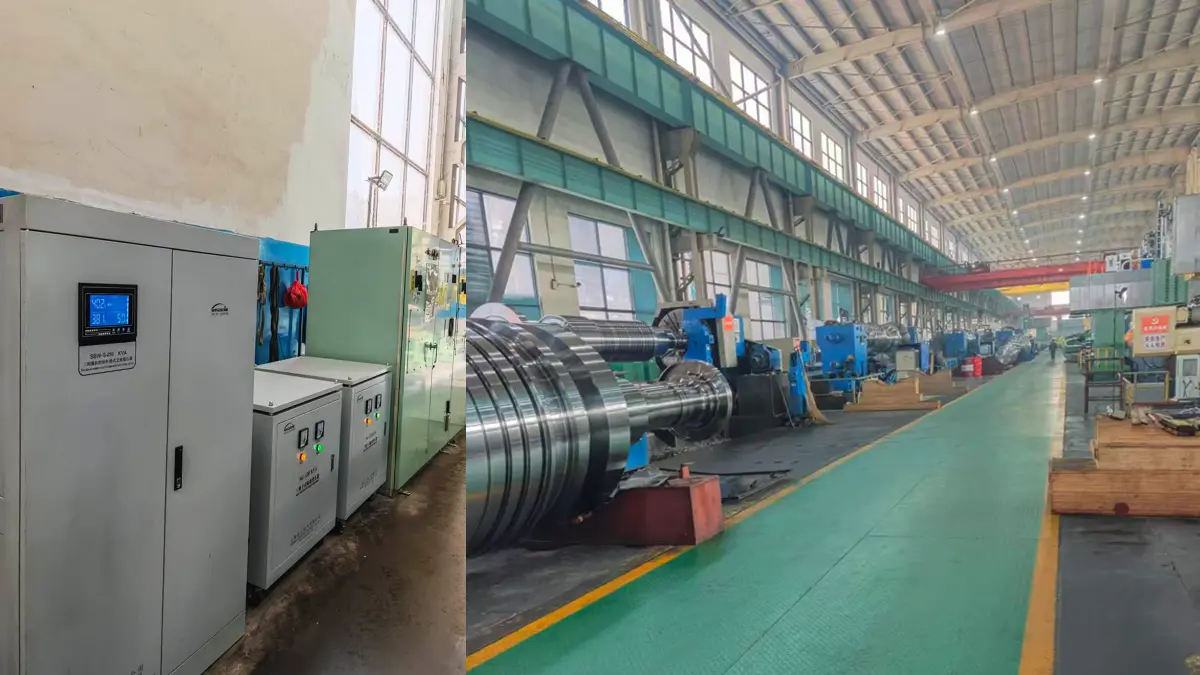 Large component machining application with high capacity industrial voltage stabilizer