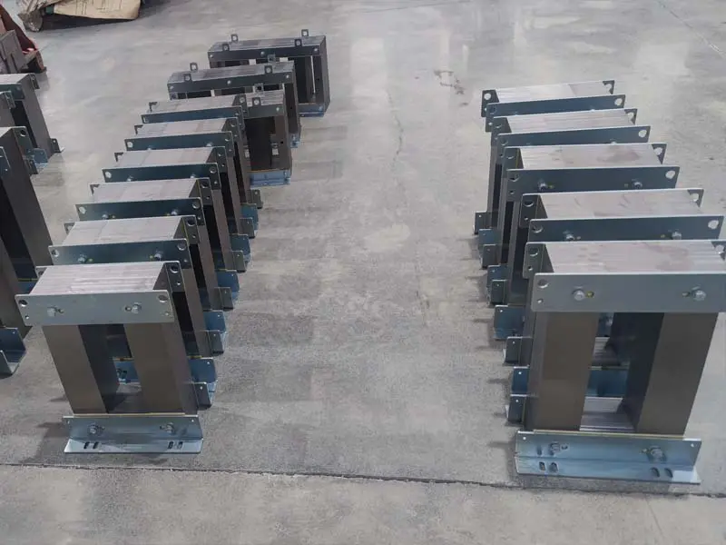 Completed transformer core assembly before winding process