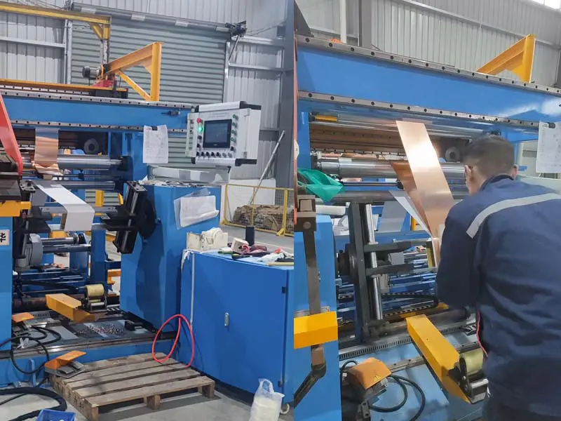 Transformer copper foil winding process during manufacturing