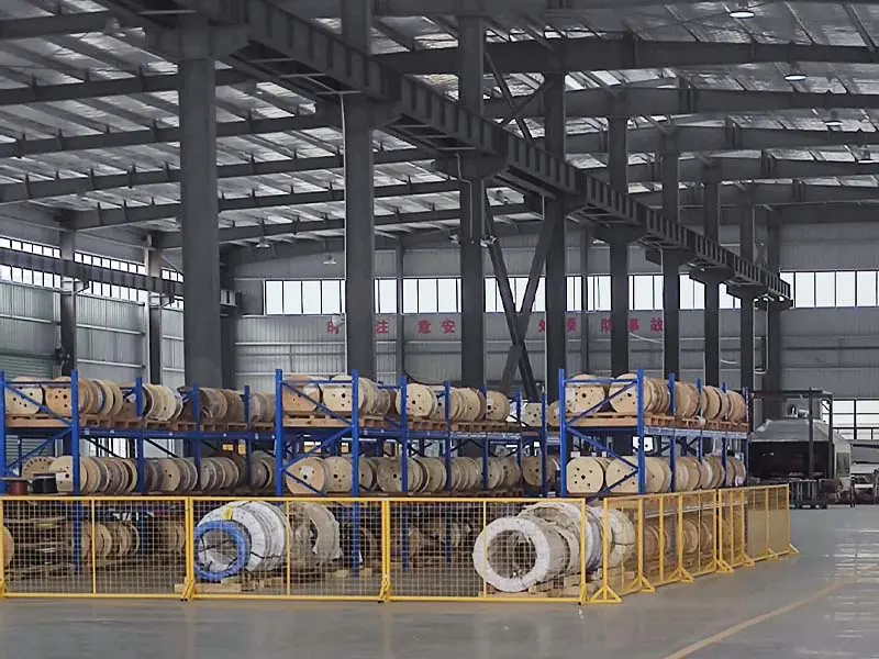 Raw material storage with silicon steel coils and copper winding wire for transformer manufacturing